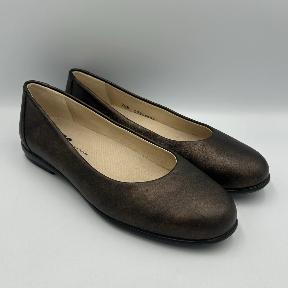 SAS Bronze Leather Ballet Scenic Flats Comfort Shoes Made in USA Women's 7.5 N